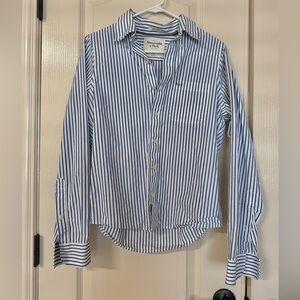 Abercrombie & Fitch White and Blue Striped Shirt